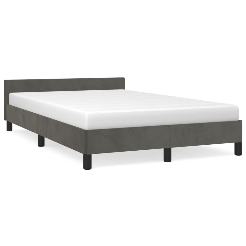 Bed Frame without Mattress Dark Grey 120 x 190 cm Velvet