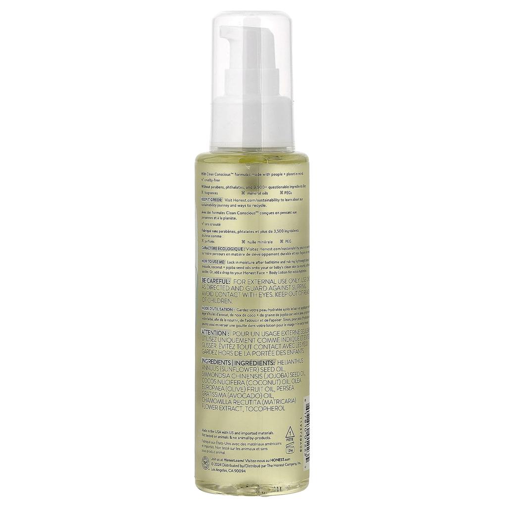 The Honest Company, Sensitive Body Oil, Fragrance Free, 4 fl oz (118 ml)