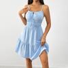 Dames Zomer Elegante Stijl Mouwloos Halter Hoge Taille Geplooide A-lijn Midi Jurken