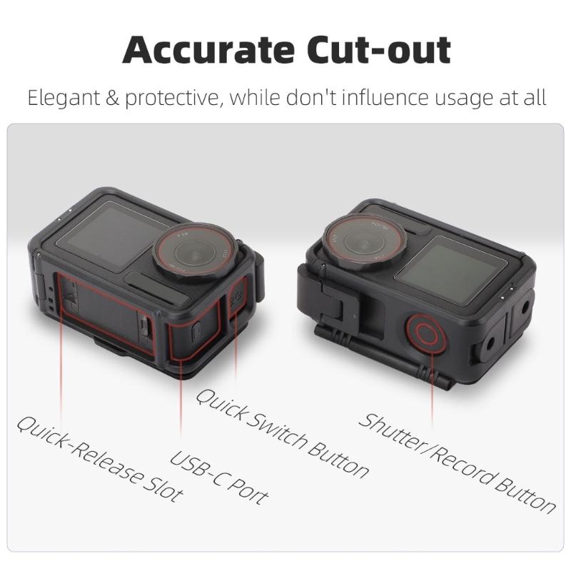 Detachable Shockproof Frame Cage Compatible for 5Pro/4/3 Sports Cameras Heat Dissipation Design Screen Sun Hood