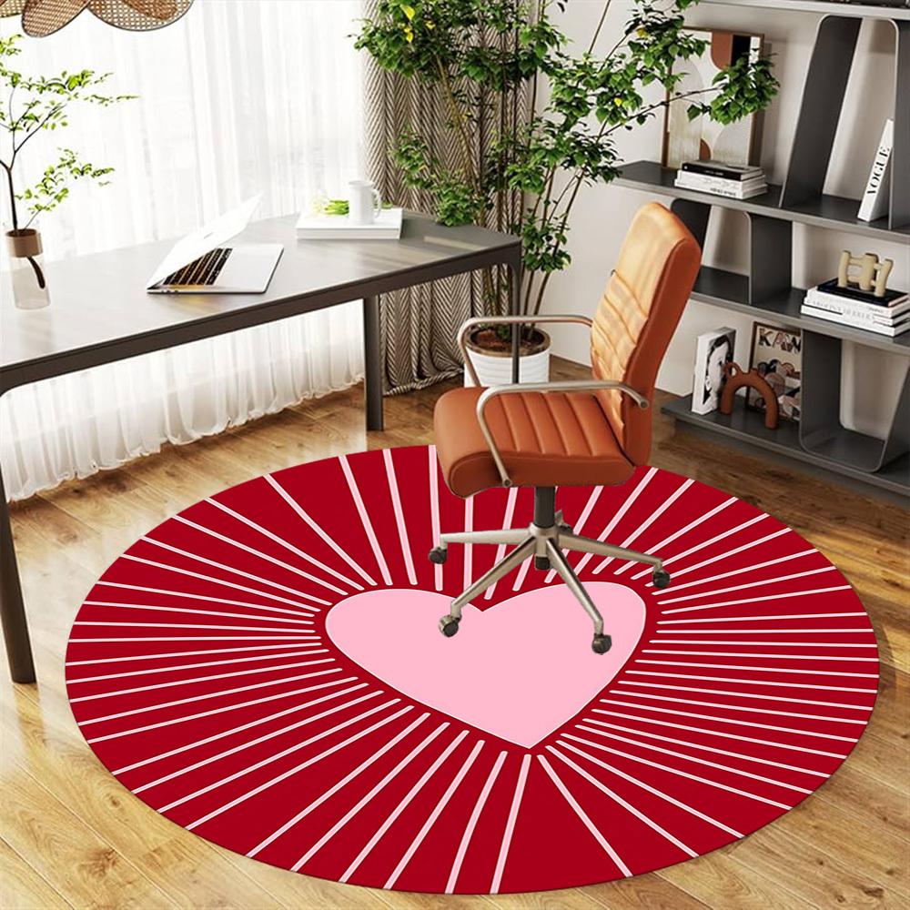 1pc heart love Round Chair mat Area Rug - Non-Slip, Floor Mat for Office, Bedroom, and Indoor Decor c1125055