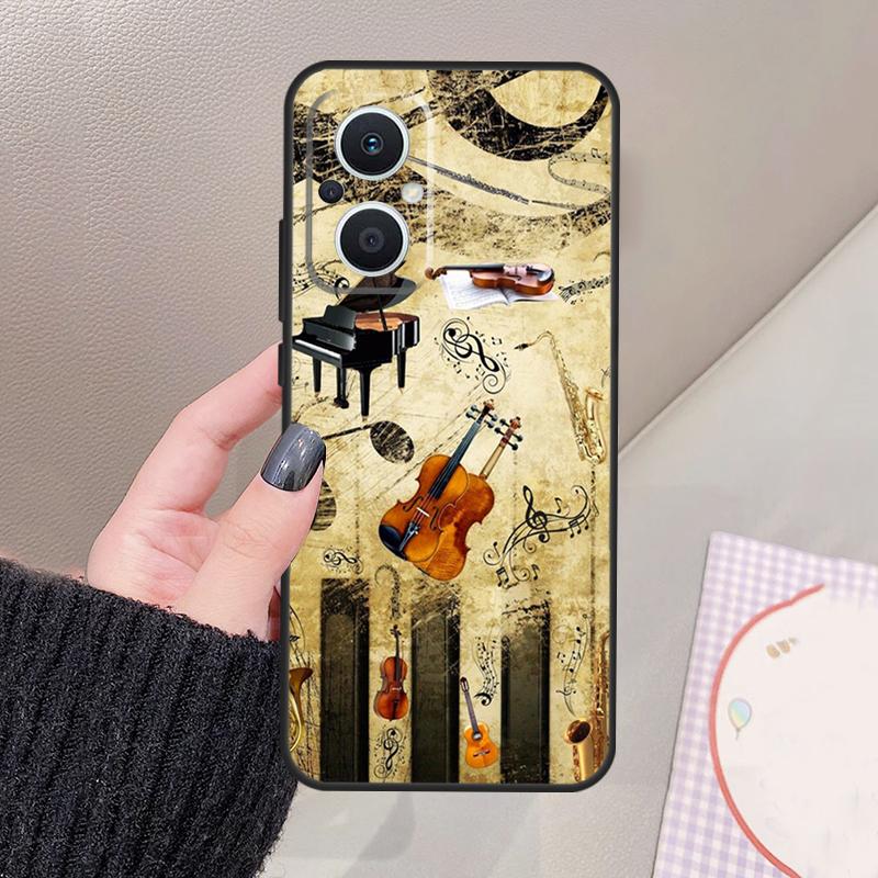 Musical Notes Violin Classical Funda For OPPO Reno 12 14 13 11 10 Pro 11F 12F 13F 14F 7 8 Lite OPPO Find X6 X5 X8 X9 Pro Case