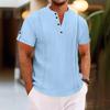 Summer Short-sleeved Button-up Pleated Solid-color Casual Men's T-shirts