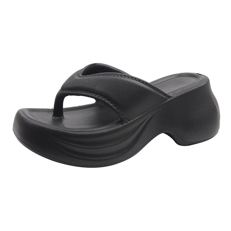 Fashion 2025 New Women Fashions Slippers Female Wedges Flip Flops Girl Soft Non-slip Outdoor Sandals Adults Solid Color Beach Shoes