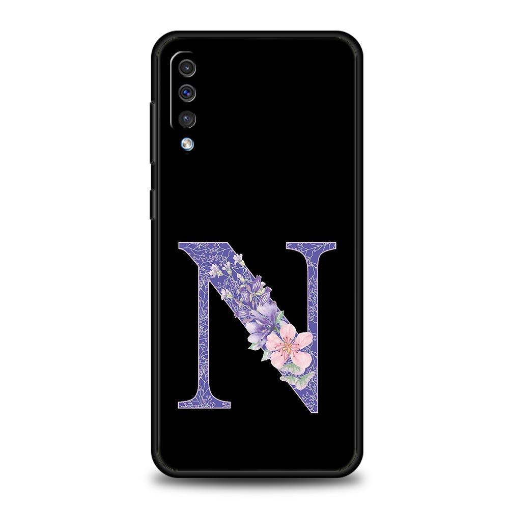 Letters Purple Flower Phone Case For Samsung Galaxy A56 A36 A26 A34 A17 A16 A06 A14 A12 A54 A72 A24 A22 A70 A52 A50 A40 A32Cover