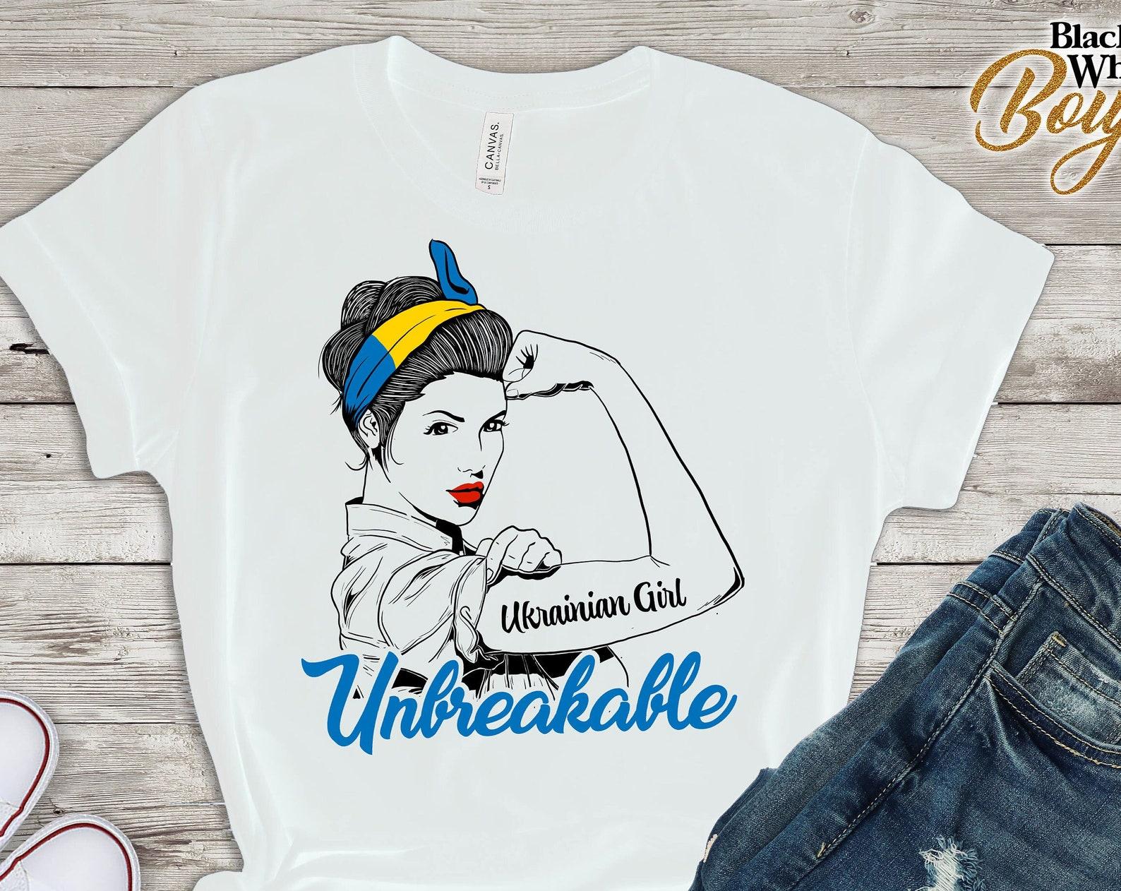 Ukrainian Girl Unbreakable Tshirt, Stand for Ukraine, Support Ukrainians by Wearing this simple tee shirt, Ukrainian Flag Tshirt 4XL
