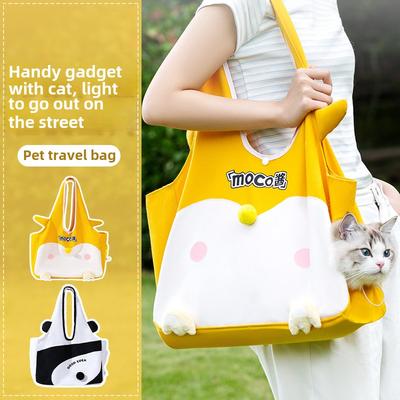Frühling und Sommer Katze Aus Niedlich Schulter Canvas Tasche Hund Atmungsaktiv Kurzes Oberteil Umhängetasche Rucksack Haustier Schultertasche