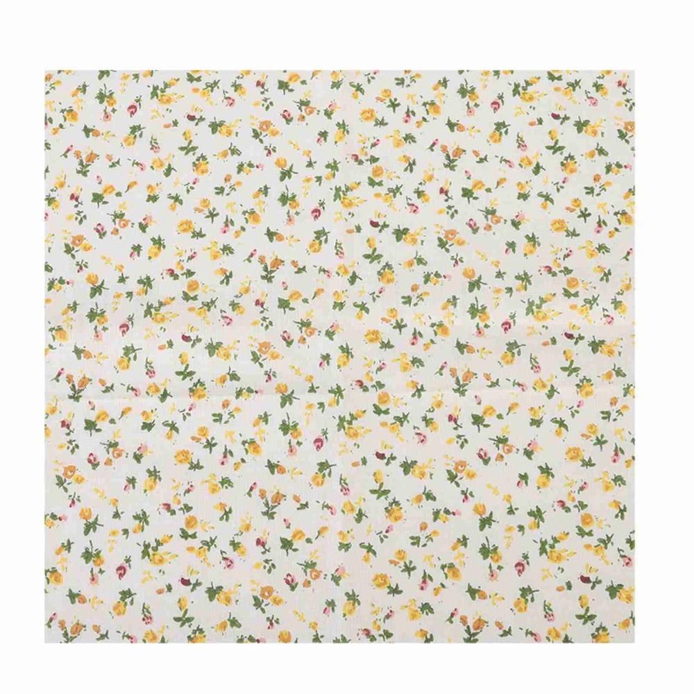 7Pcs Plain weave texture Cotton Fabric Orange floral print Patchwork Cloth Patchwork production