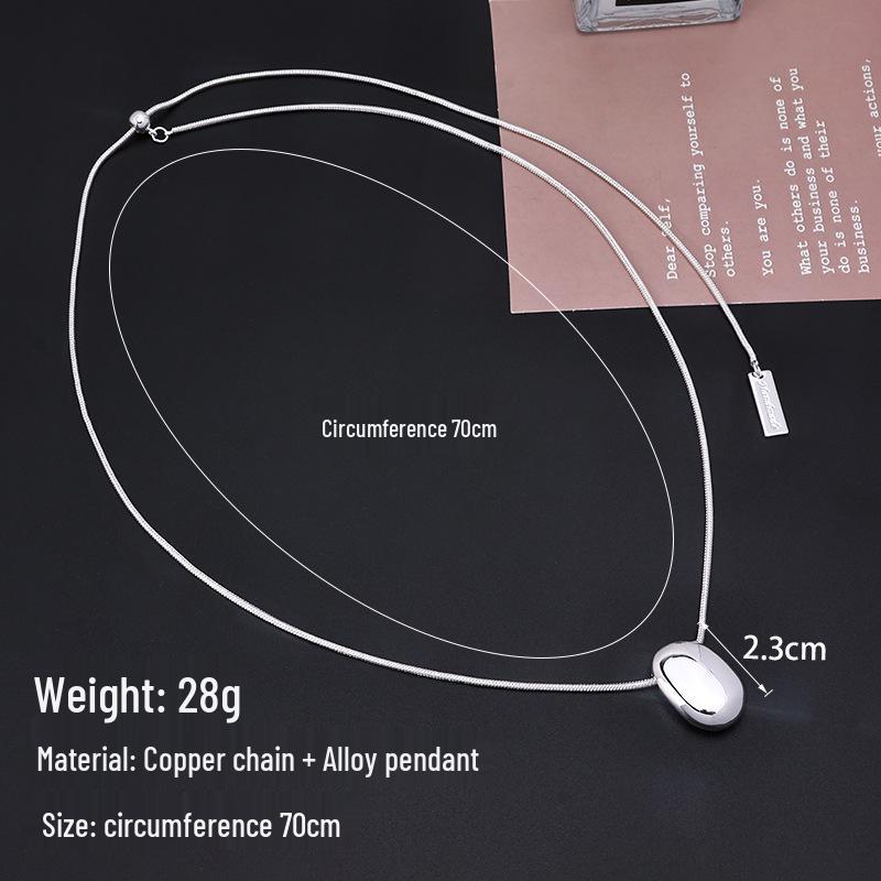 Yuan You Silver Dove Egg Teardrop Pendant Necklace - Versatile, Fashionable Sweater Chain