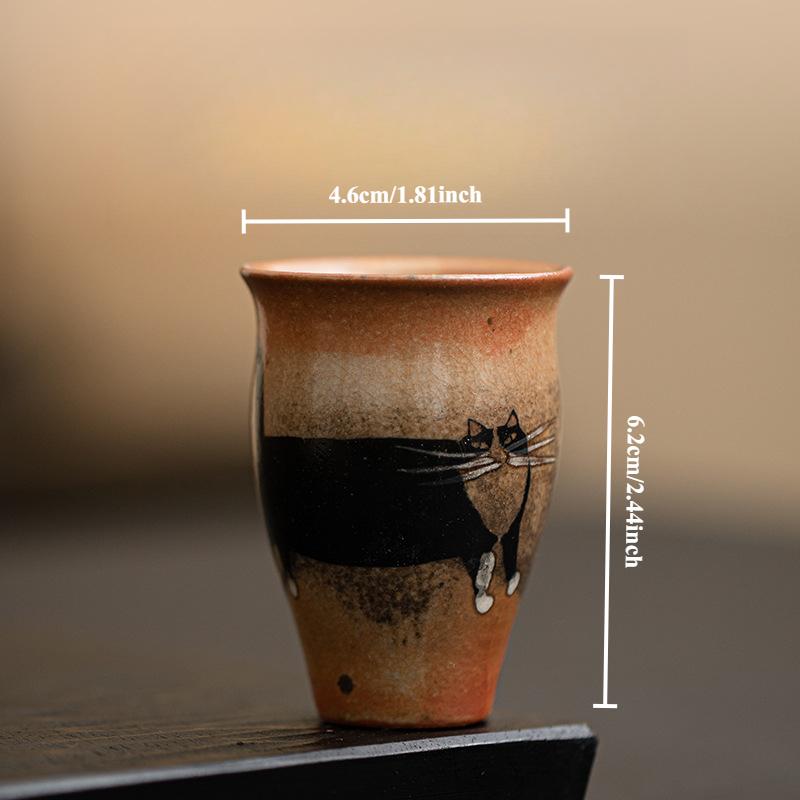 50ml Japanese Kiln Change Ceramic Teacup Retro Handmade Zhiye Cat Cup Small Master Mug Porcelain Chinese Kung Fu Gongfu Teaware
