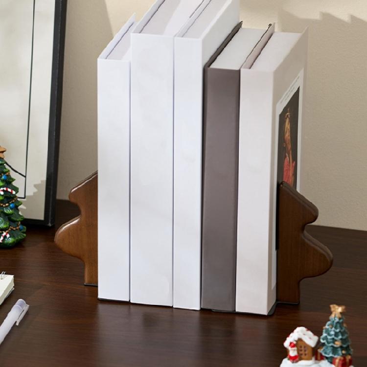 Festive Tree Shaped Bookends Natural Wood Material Portable Book Holders For Home Decoration Storage