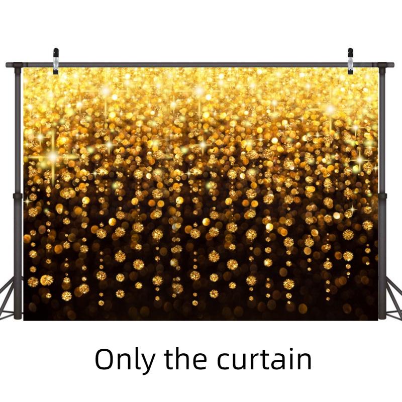 Vintage Abstract Party Photography Backdrop Cloth For Festive Decoration Black Gold Background With Glittering Highlights Characters)
