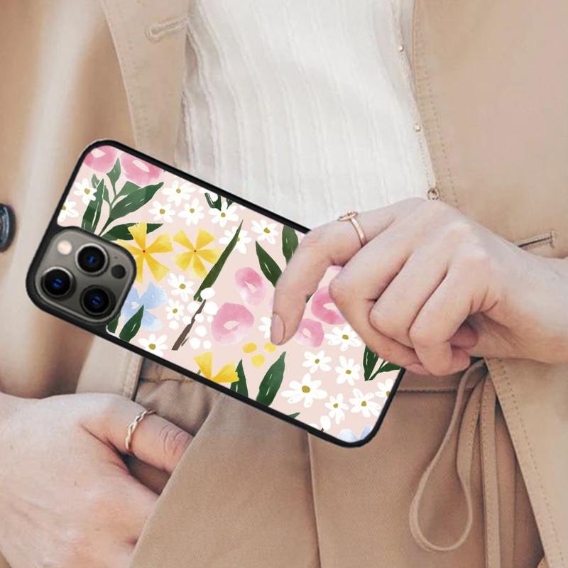 Romantic Pink Teal Watercolor Chic Floral Magnetic Phone Case For APPLE iPhone 17 Air 16 14 13 12 Pro Max 15 Plus MagSafe Cover