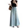 Retro Denim Mini Skirt Women's Spring Large Size Long A- Line Loose Slimming Bodycon Skirt