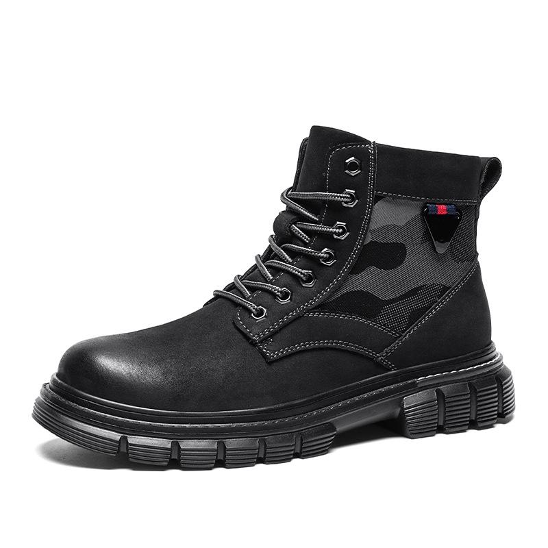 2025 Men s British Style Yellow High-Top Winter Work Boots with Thick Sole 41