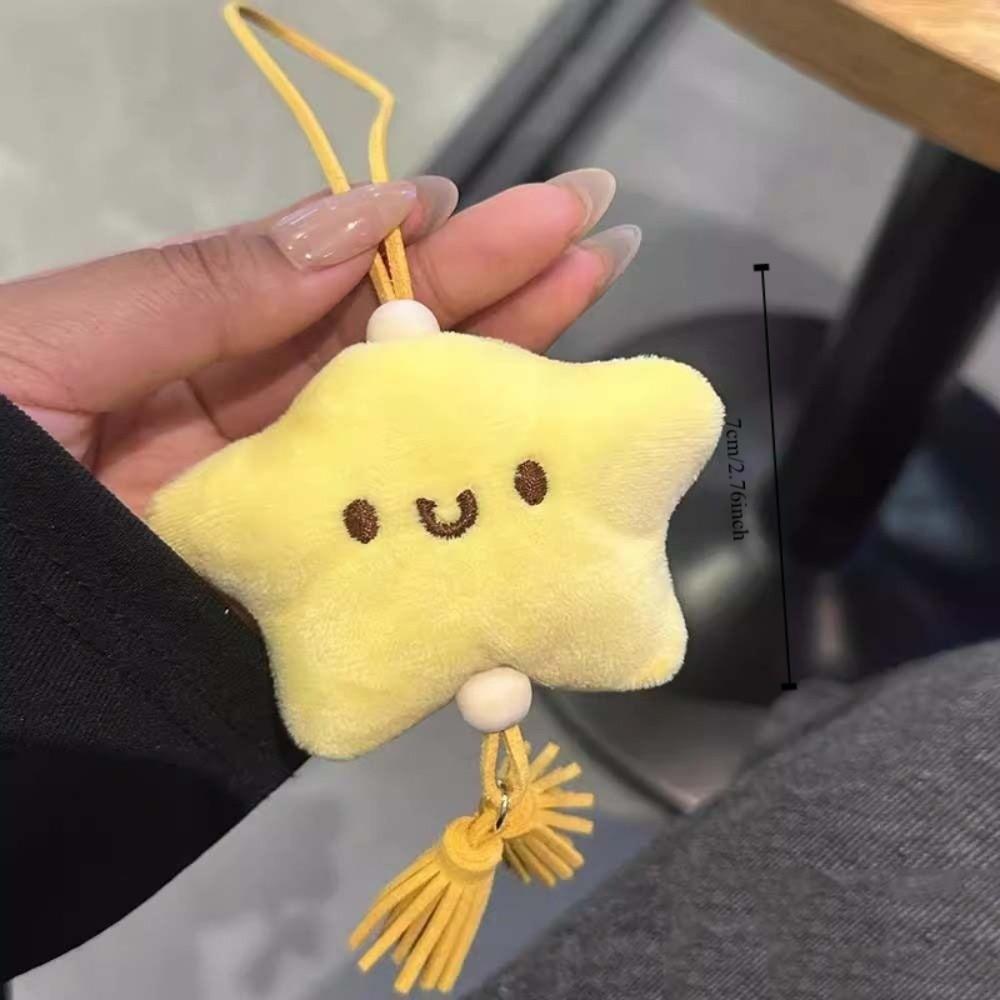 Cartoon Yellow Small Stars Keychain Handmade Pentagram Key Chain Backpack Pendant