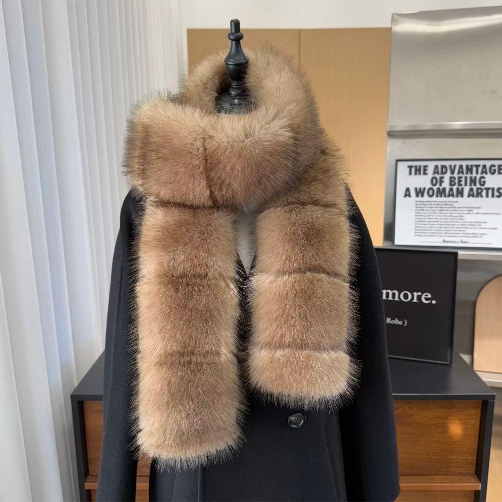 Imitation Mink Fur Fluffy Scarf Warm Winter Plush Scarf Elegant Shawl Wrap Office Ladys