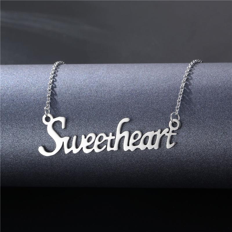 Personalized English Word Necklace Women's Initial Choker Fashion Jewelry Gift