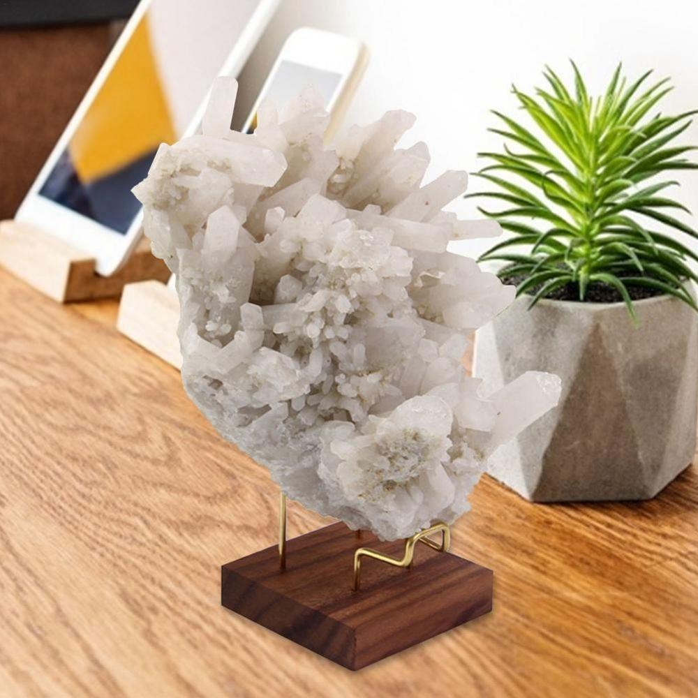 Metal Arm Ores Agate Rocks For Crystal Minerals Wood Support Base Mineral Stand Rack Display Holder