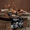 1pc Black Halloween Table Runner Skeleton Dance Print Table Runner Waterproof Durable Tablecloth for Halloween Party Decoration