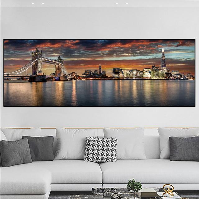 Landschaftspanoramablick auf die Stadt London, Leinwandgemälde, Poster und Drucke, Wandkunst, Bilder, Wohnzimmer, Heimdekoration, ohne Rahmen