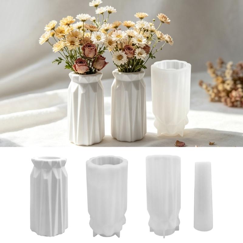 Repeat-Use Epoxy Casting Form for Flower Vessel Shape, Soft Body with Faceted Wall Lines and Rounded Opening for DIY Craft Use and Home Use