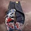 FlowStreet Y2K High Street Retro Hip-hop Punk Herren Weite Jeans Amerikanischer Goth Harajuku High-Waist Jeans Personalisierte Lässige Lockere Hosen