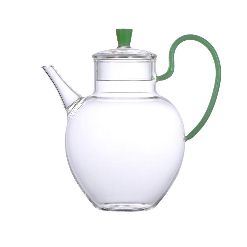 Glass Teapot with Heat-Resistant Handle, Tea Separation Set, Small Hand-Held Brewing Pot