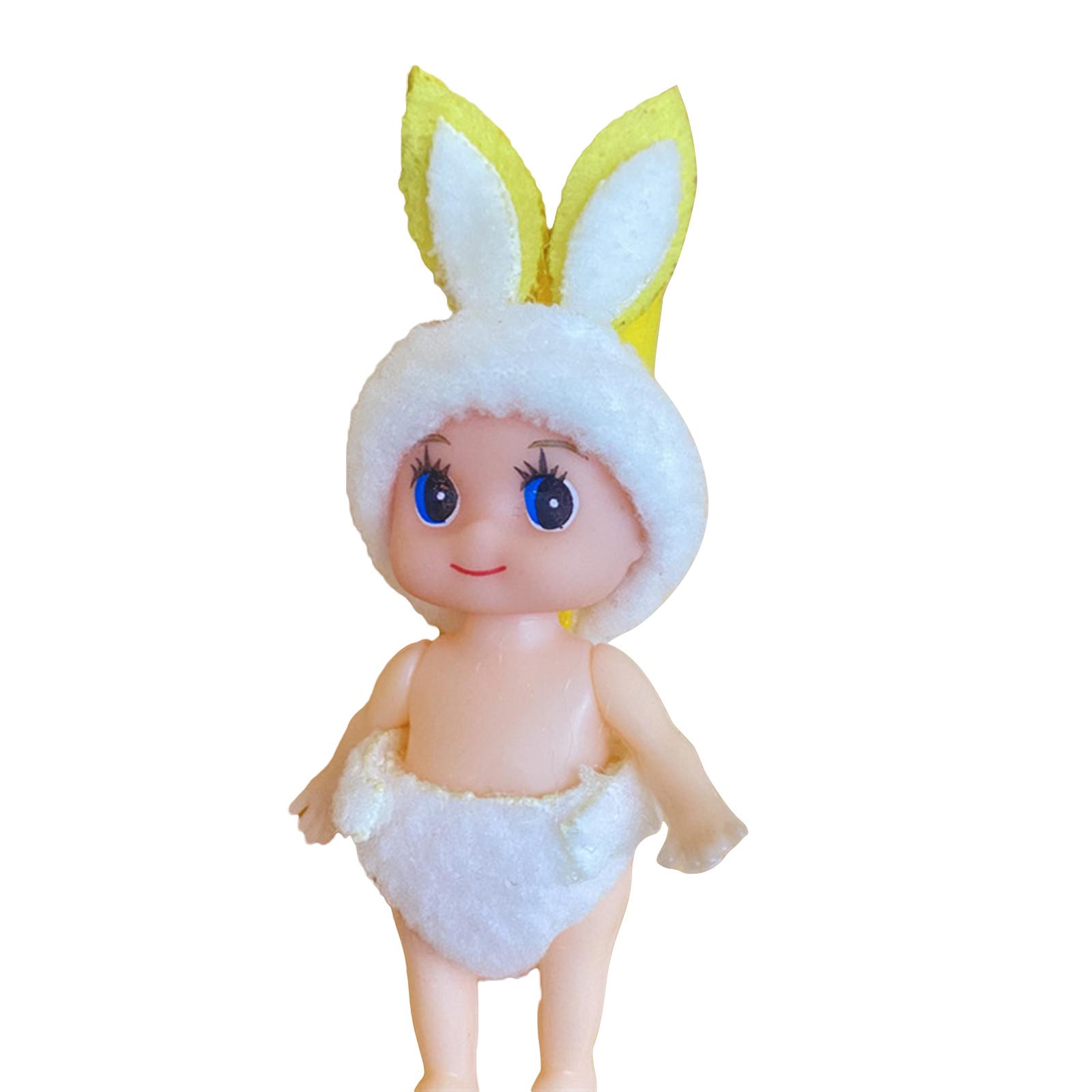 

Мини-кукла Пасхальный кролик, миниатюрный декоративный костюм эльфа, плюшевая кукла, подарки для новорожденных, аксессуары, реквизит на Пасху жёлтый