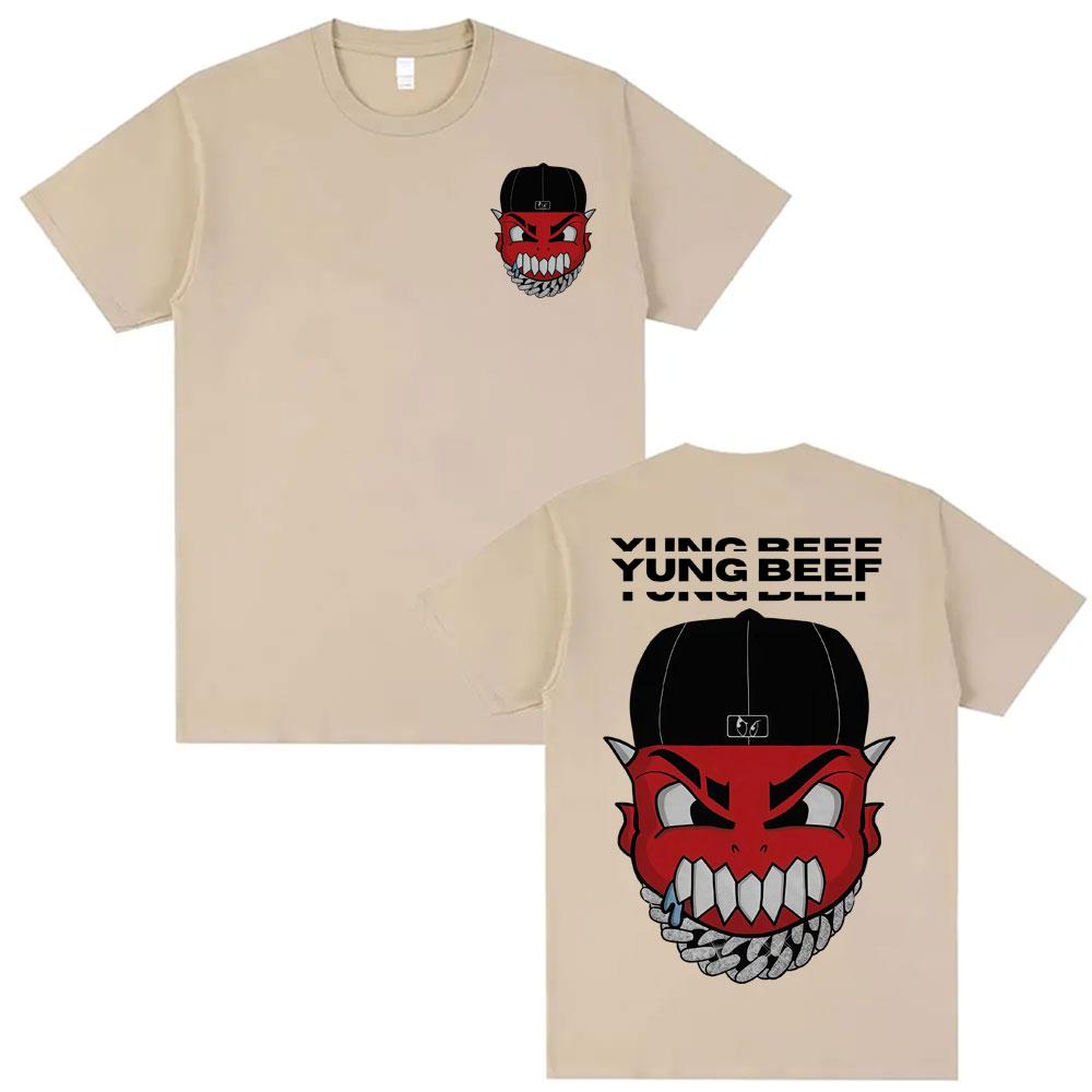 Rapper Yung Beef Album Pattern Tshirt Mens Harajuku Gothic Hip Hop Tshirt Casual Comfortable Round Neck Tshirt Street Wear