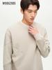 WOOG2005 Men's Velvet Apricot Patchwork Round Neck Hoodie - Autumn/Winter 2025 Collection.