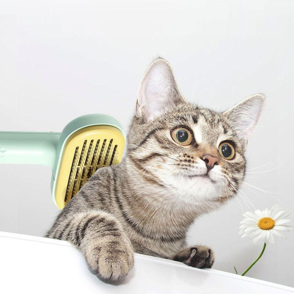 Self-Cleaning Pet Needle Comb Stainless Steel Dog Hair Remover Pet Massage Comb Bath