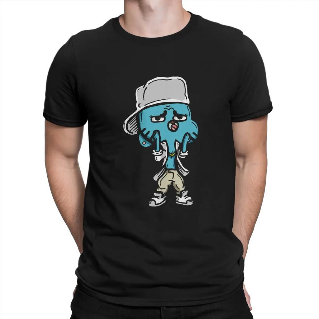 Cute T Shirt Men's  Pure Cotton Casual T-Shirts Crew Neck T-The Amazing World of Gumball Tee Shirt Short Sleeve Clothes Gift