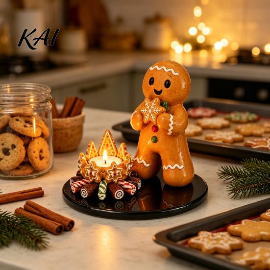 Rustic Festive Ornament Christmas Candle Holder, Cute Santa Claus/Snowman/Elf Boy/Gingerbread Tealight Resin Cozy Home Accents Tabletop Candlestick