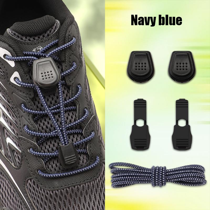 1Pair Press Lock Buckle Lazy Shoe Laces Elastic Round Shoelaces with For Kids Adults Suitable for A Variety of Shoes