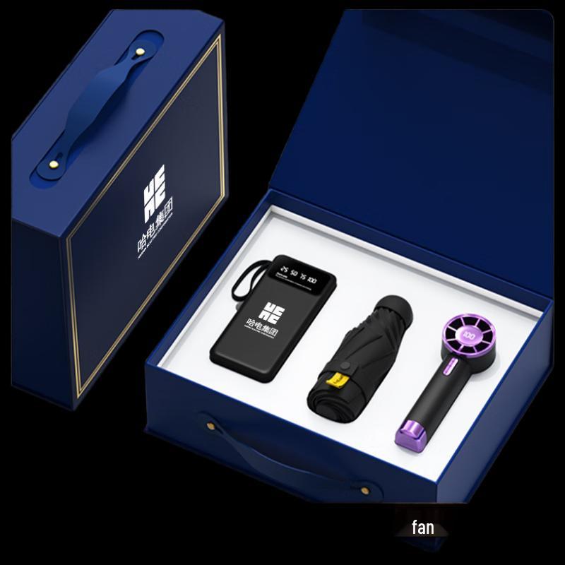 3-in-1 Handheld Fan, Umbrella Stand & Power Bank Gift Set