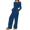 Women S French Style Slim Fit Long Sleeve Top And Wide Leg Pants Set
