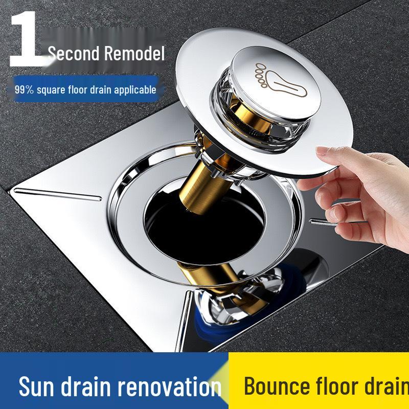 304 Stainless Steel Press-Type Deodorant Floor Drain Renovator for Bathrooms