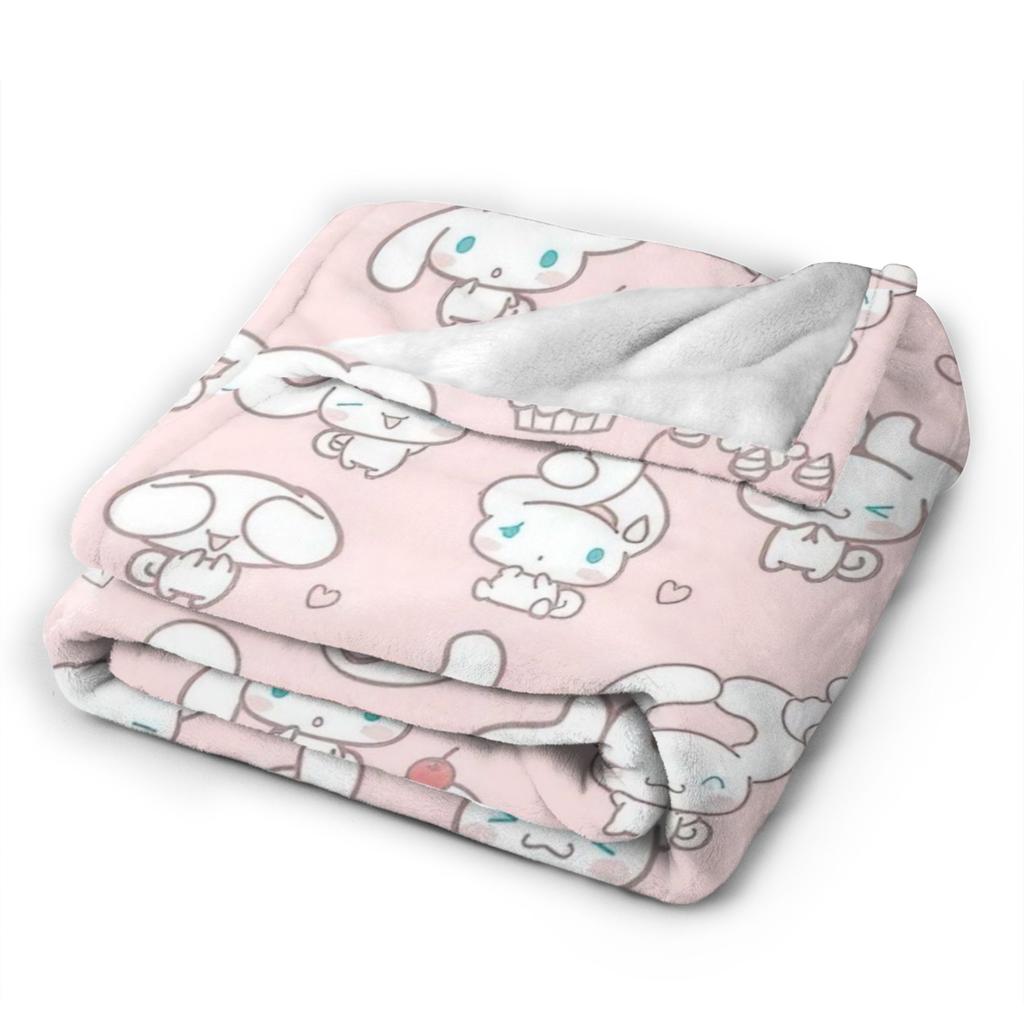 Pink Cinnamoroll Blanket Fleece Textile Decor Cute Cartoon Multifunction Ultra-Soft Throw Blanket for Home Travel Bedspread