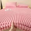 3PC Bedding Set Winter Warm Fur Plush Fitted Sheet Elastic Mattress Cover Fluffy Fleece Bed Linens Fluffy Plush Bed Sheet Thicken Mattress Protector