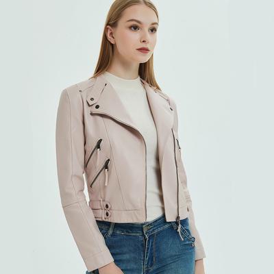 New Leather Clothing Women's Jacket Leather Clothing PU Leather Motorcycle Short Fitting Small Jacket