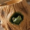 Forest Style Desk Decor Frog Tree Storage Tube, 3D Printed Realistic Stump Container, Biodegradable Pla Organizer Functional Pen Holder for