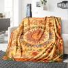 Sun And Zodiac Floral Pattern Throw Customizable Blanket Personalized Name Ultrasoft Versatile For Sofa Couch Office Bed Picnics Ideal For All Seasons