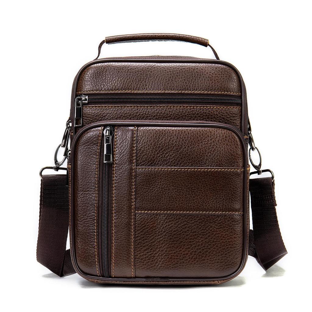 Herren Vintage Leder Umhängetasche - Top Layer Rindsleder, Lässige Outdoor Schultertasche