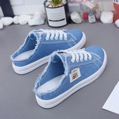 Mode 2025 Printemps Été Femme Baskets en Toile Baskets Basses en Denim Dames à Lacets Plates Toile Chaussures de Planche Féminines sapatos femininos