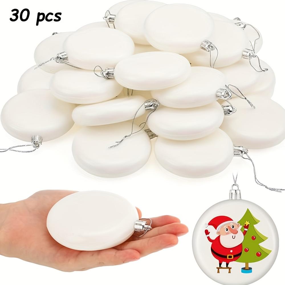 

30PCS/SET White Plastic Round Christmas Ornaments for Tree Hanging and Festive Atmosphere Decorations 8CM белый
