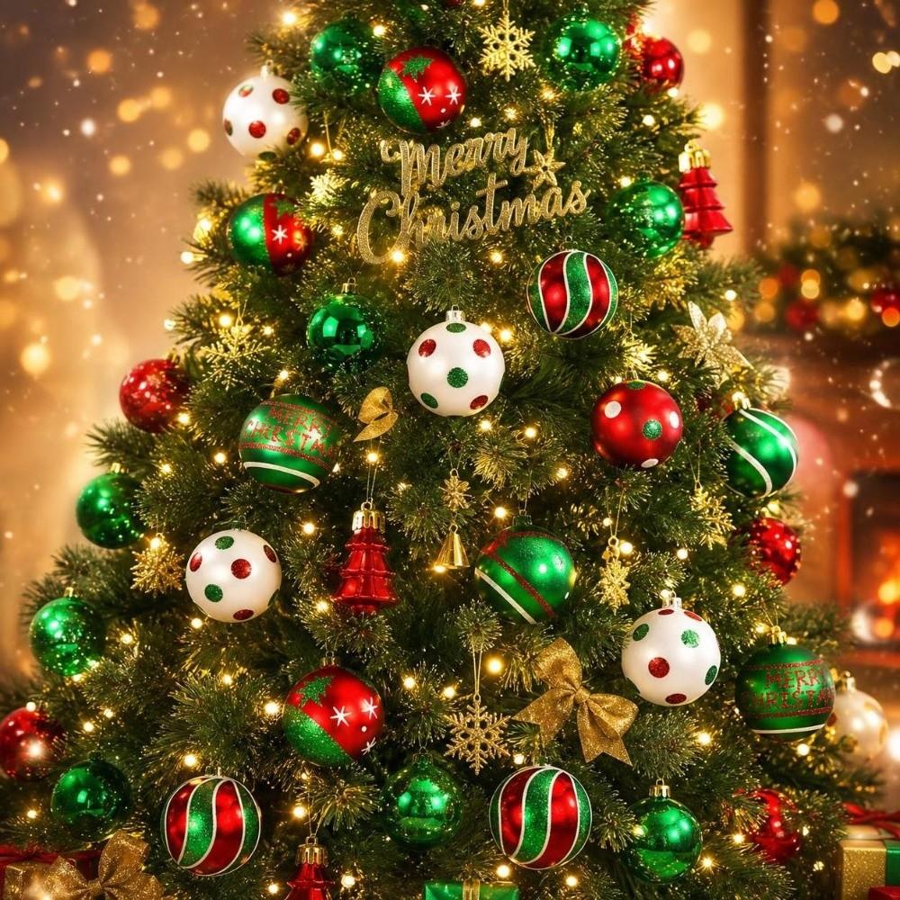 42Pcs/Set Creative Christmas Tree Balls Shiny Xmas Baubles Durable Christmas Ball  Showcase