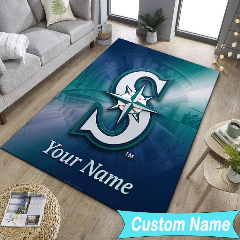 Custom NameMariners Team Logo Carpet, Indoor Rug, Chair Rug, Living Rooms, Doormat Made From Polyester Home Decor Birthday Christmas Gifts