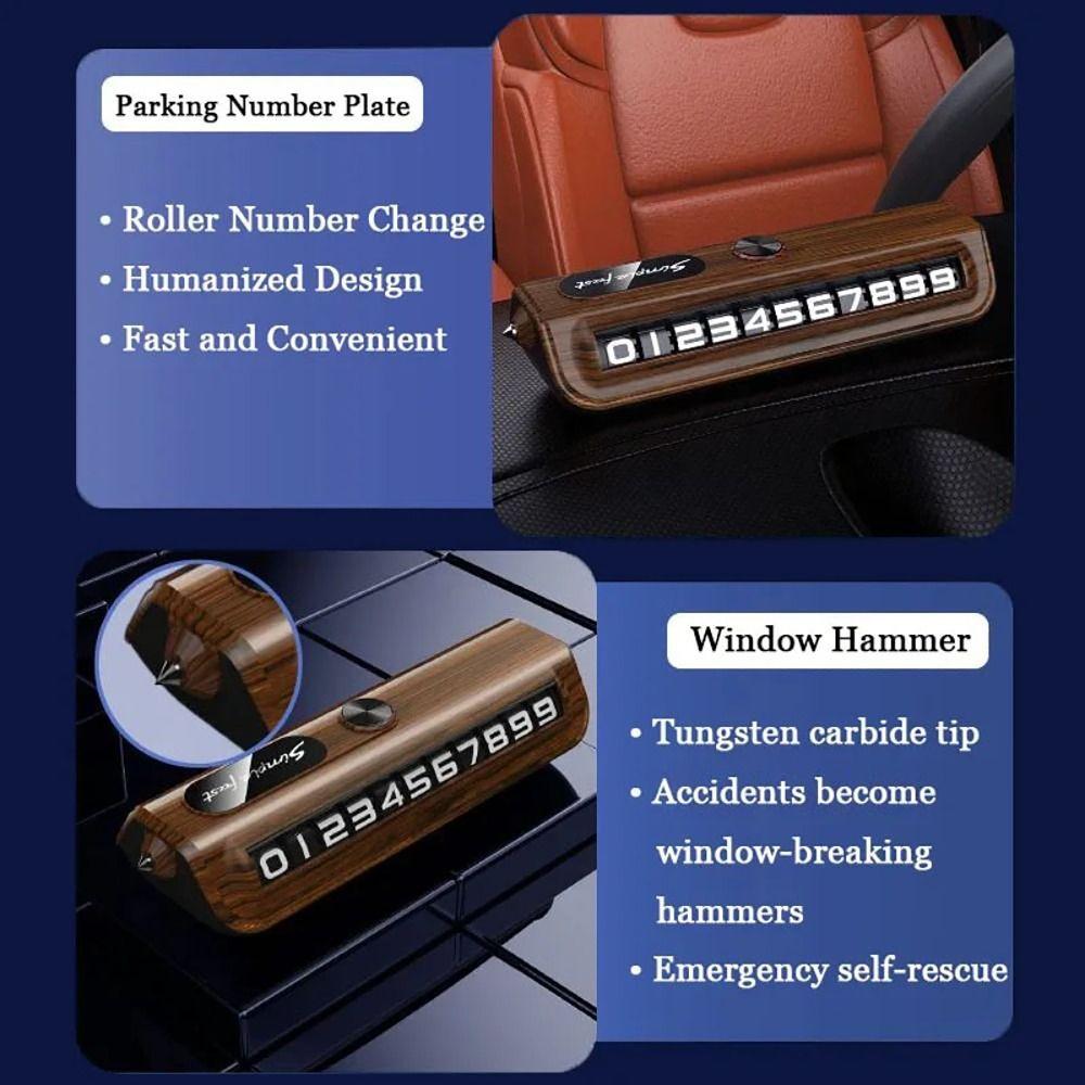 Roller Dial Phone Number Plate with Window Breaker Temporary Parking Card  For Car