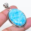 Natürlicher Larimar Edelstein Handgefertigter 925er Sterling Silber Schmuck Anhänger 1,89" AP-14898